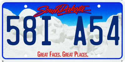 SD license plate 58IA54