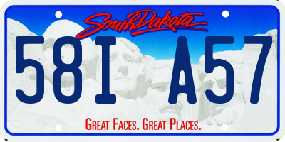 SD license plate 58IA57