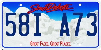 SD license plate 58IA73