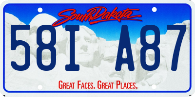 SD license plate 58IA87