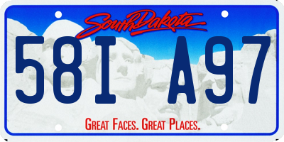 SD license plate 58IA97