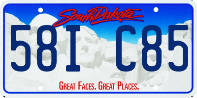 SD license plate 58IC85