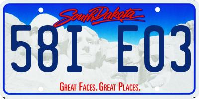 SD license plate 58IE03
