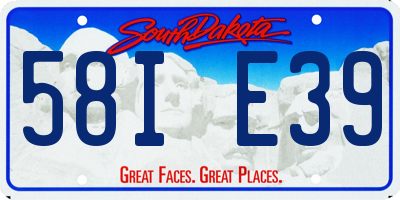 SD license plate 58IE39