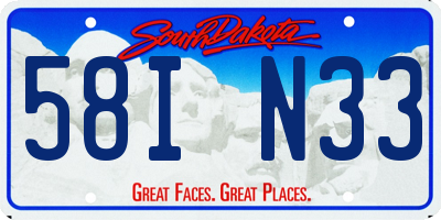 SD license plate 58IN33