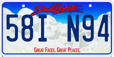 SD license plate 58IN94