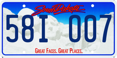 SD license plate 58IO07