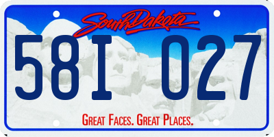 SD license plate 58IO27