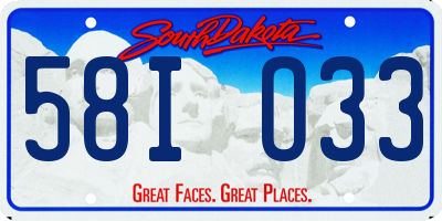 SD license plate 58IO33
