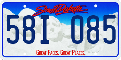 SD license plate 58IO85