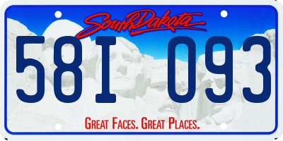 SD license plate 58IO93