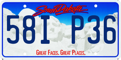 SD license plate 58IP36