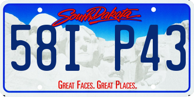 SD license plate 58IP43