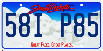 SD license plate 58IP85