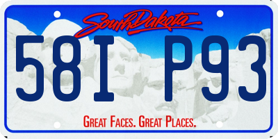 SD license plate 58IP93