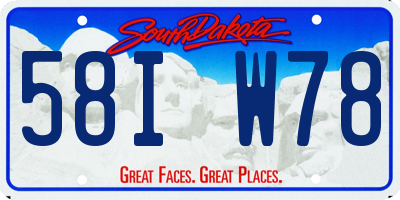 SD license plate 58IW78