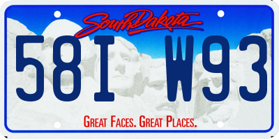SD license plate 58IW93