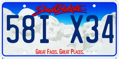 SD license plate 58IX34