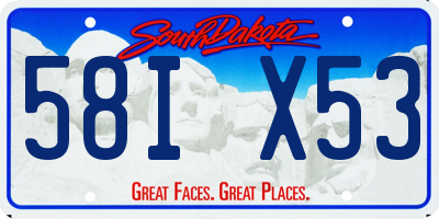 SD license plate 58IX53
