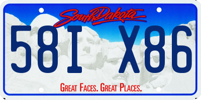 SD license plate 58IX86