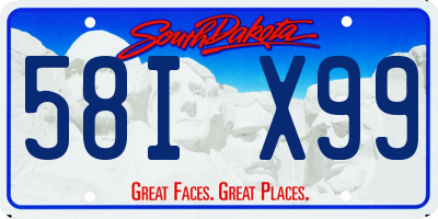 SD license plate 58IX99