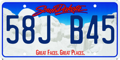 SD license plate 58JB45