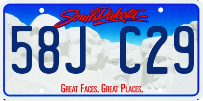 SD license plate 58JC29
