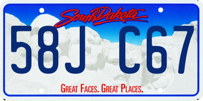 SD license plate 58JC67