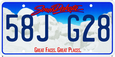 SD license plate 58JG28