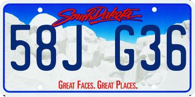 SD license plate 58JG36