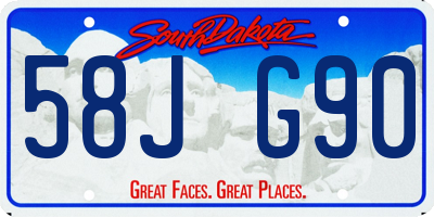 SD license plate 58JG90