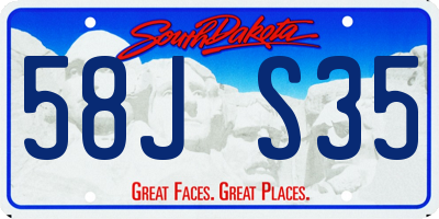 SD license plate 58JS35