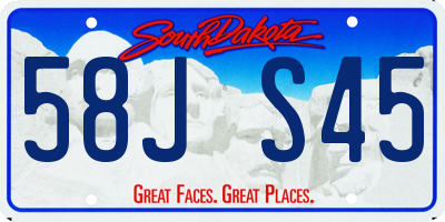 SD license plate 58JS45