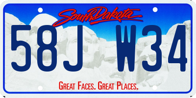 SD license plate 58JW34