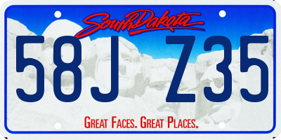 SD license plate 58JZ35