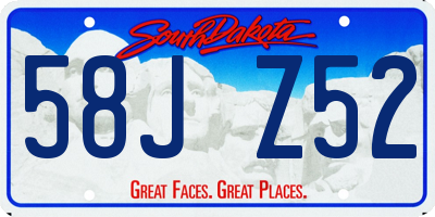 SD license plate 58JZ52