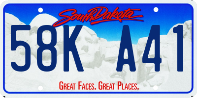 SD license plate 58KA41