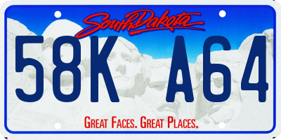 SD license plate 58KA64