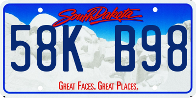 SD license plate 58KB98