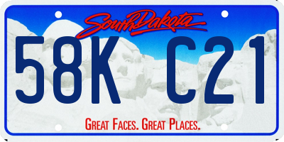 SD license plate 58KC21
