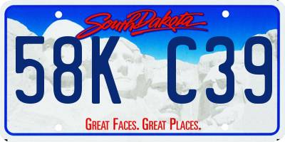 SD license plate 58KC39