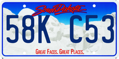 SD license plate 58KC53