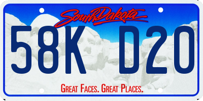 SD license plate 58KD20