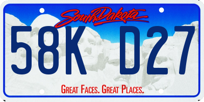 SD license plate 58KD27