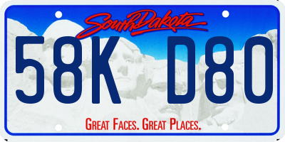 SD license plate 58KD80