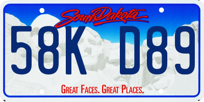 SD license plate 58KD89