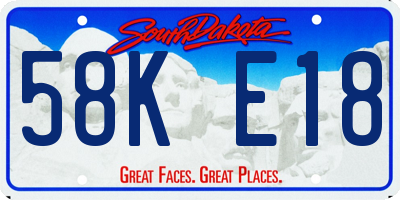 SD license plate 58KE18