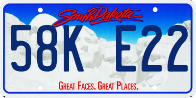 SD license plate 58KE22