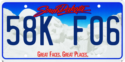 SD license plate 58KF06