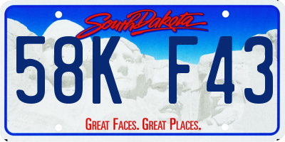 SD license plate 58KF43